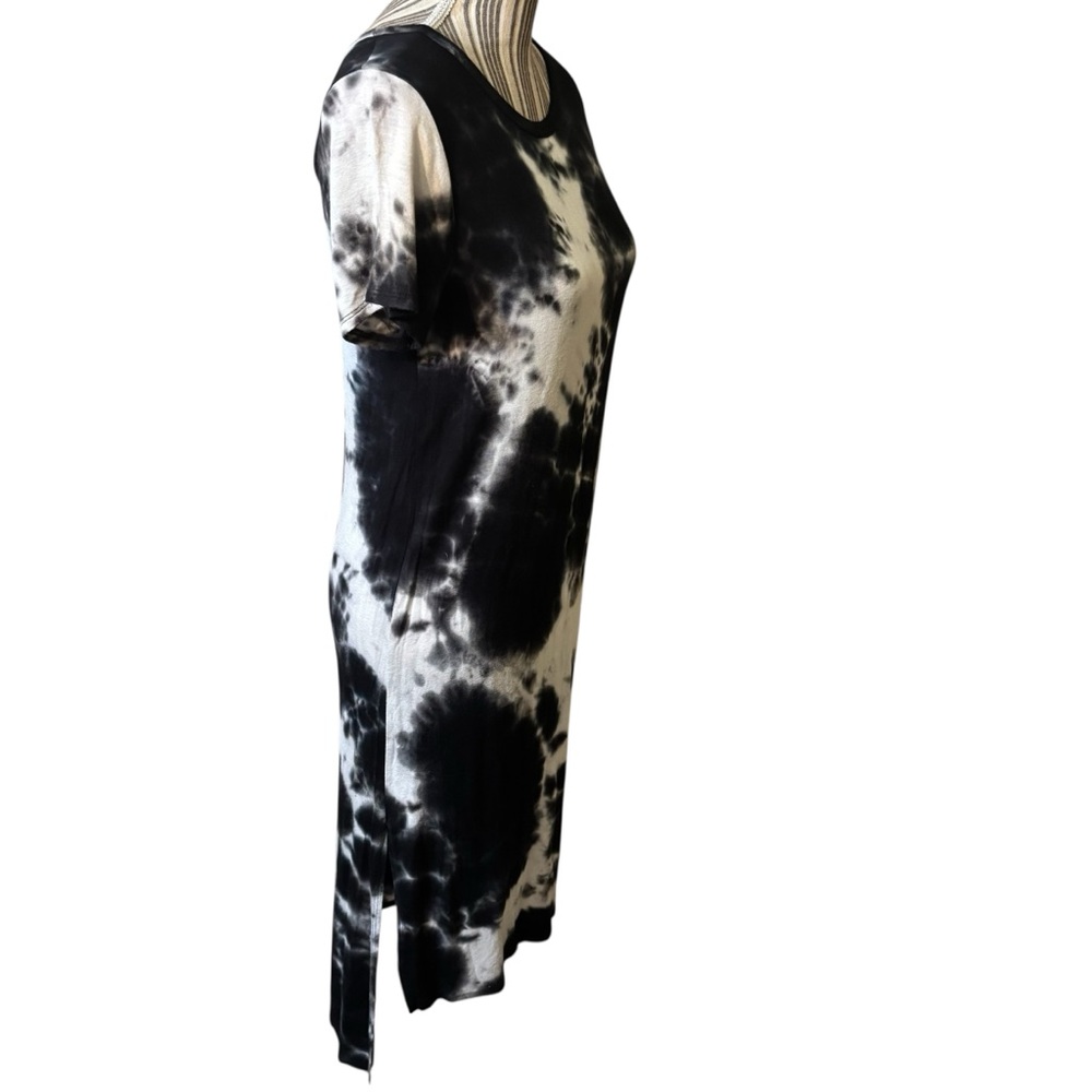 Caution To The Wind Dress Small Black & White Tie-Dye Short Sleeve Midi Hi-Low - Picture 5 of 14